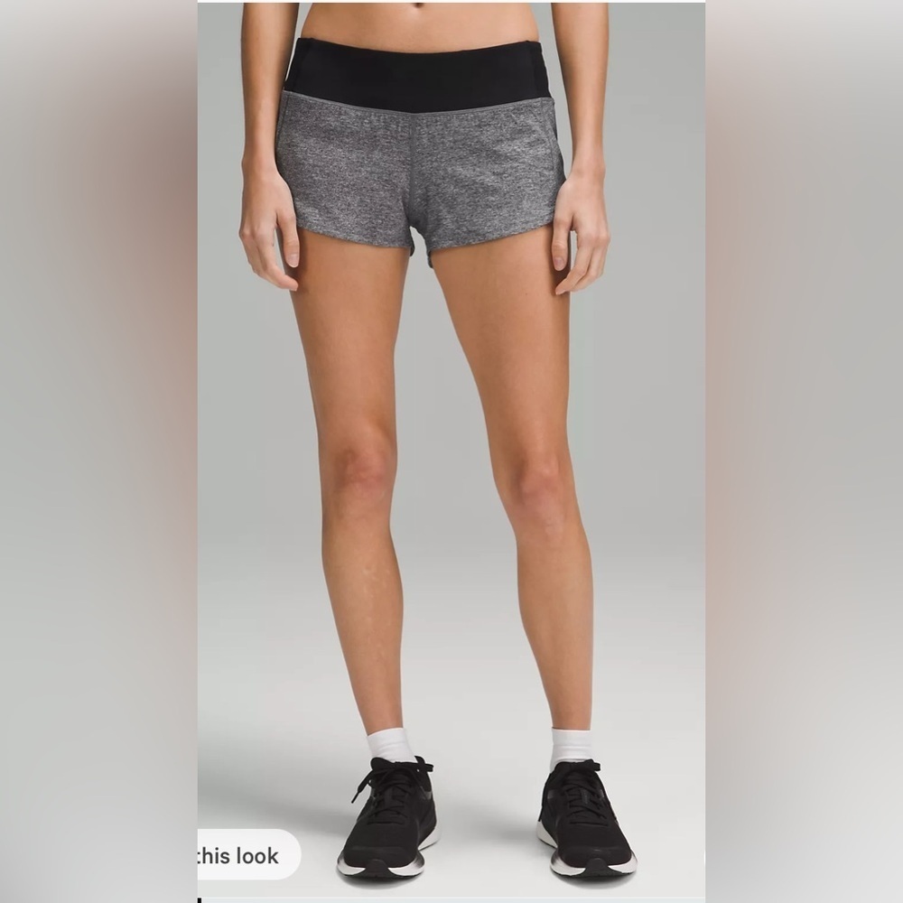 Lululemon Speed Up 2.5” Lined Running Shorts Gray Black Approx Sz 8 Workout